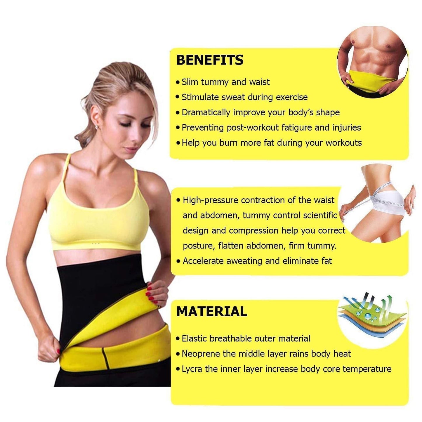 Non-Tearable Tummy Trimmer Slimming Belt | Hot Body Shaper for Men & Women